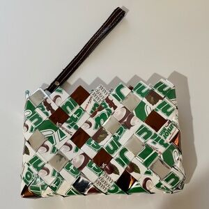 NAHUI OLLIN wrapper JUNIOR MINT upcycled WRISTLET clutch GREEN